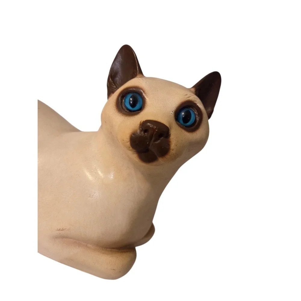 Universal Statuary Siamese Cat Vintage Figurine Statue‎ Glass Eyes Vintage 1983